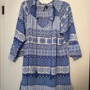 Blue Patterned Women's Dress
